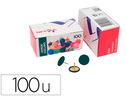 [7PIOLMA.31] CHINCHETA LISMANIA OFFICE COLOR VERDE OSCURO CAJA DE 100 UNIDADES