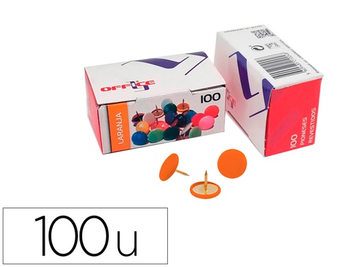 [7PIOLMA.23] CHINCHETA LISMANIA OFFICE COLOR NARANJA CAJA DE 100 UNIDADES