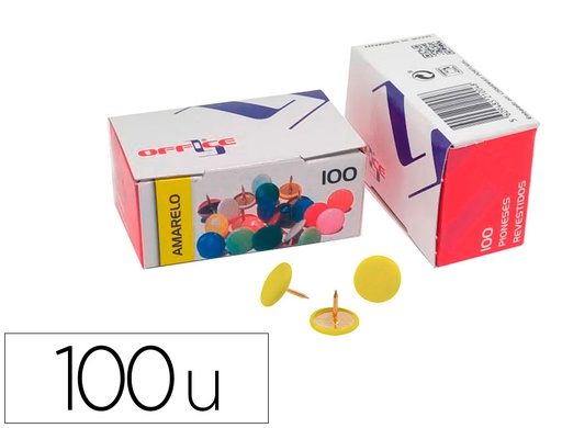 [7PIOLMA.09] CHINCHETA LISMANIA OFFICE COLOR AMARILLO CAJA DE 100 UNIDADES