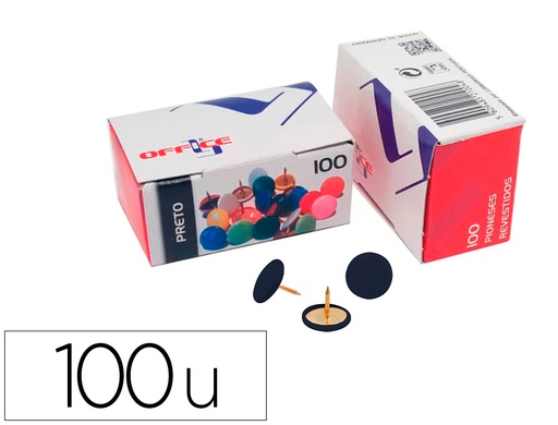 [7PIOLMA.02] CHINCHETA LISMANIA OFFICE COLOR NEGRO CAJA DE 100 UNIDADES