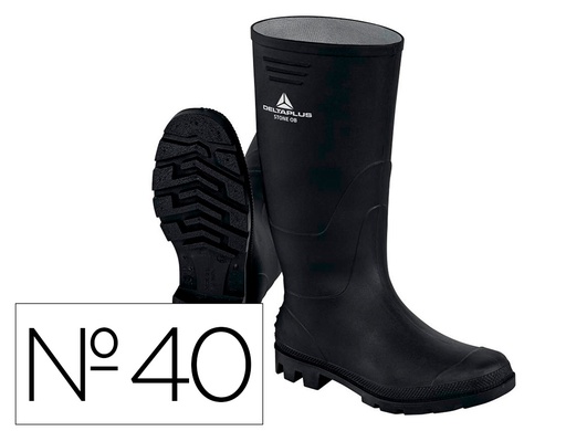 [STONEOBNO40] BOTAS DELTAPLUS DE SEGURIDAD STONE PVC NEGRO SUELA DE TACOS TALLA 40