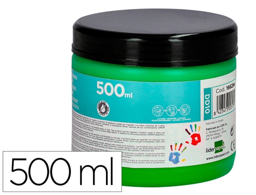 [DD10] PINTURA DEDOS LIDERPAPEL TARRINA DE 500 ML VERDE