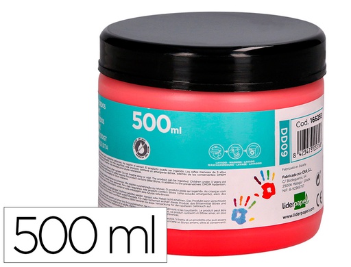 [DD09] PINTURA DEDOS LIDERPAPEL TARRINA DE 500 ML ROJO