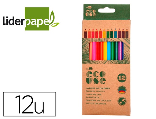 [LC13] LAPICES DE COLORES LIDERPAPEL ECOUSE CAJA DE 12 UNIDADES COLORES SURTIDOS CON CERTIFICADO FSC