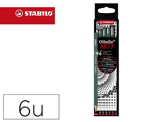 [282/6-21-3-20] LAPICES DE GRAFITO STABILO OTHELLO ARTY LINE ESTUCHE CARTON DE 6 UNIDADES DUREZAS SURTIDAS