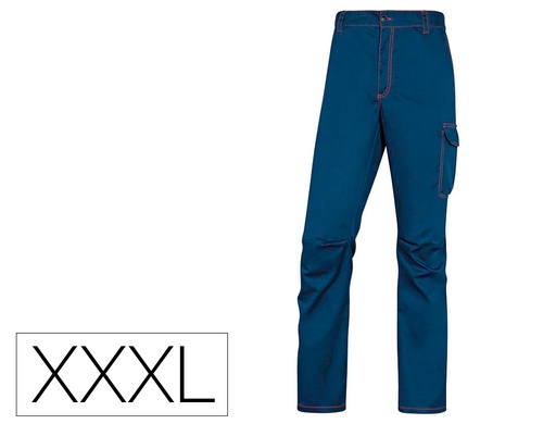 [PANOSTRPAMO3X] PANTALON DE TRABAJO DELTAPLUS CINTURA ELASTICA 5 BOLSILLOS COLOR AZUL MARINO / NARANJA TALLA XXXL