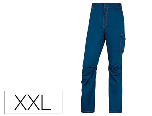 [PANOSTRPAMOXX] PANTALON DE TRABAJO DELTAPLUS CINTURA ELASTICA 5 BOLSILLOS COLOR AZUL MARINO / NARANJA TALLA XXL