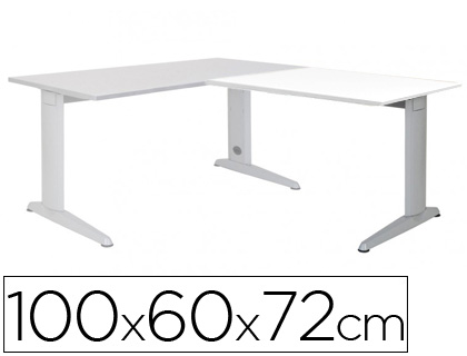 [2102AC04] ALA PARA MESA ROCADA SERIE METAL 60X 100 CM DERECHA O IZQUIERDA ACABADO AC04 ALUMINIO/ BLANCO