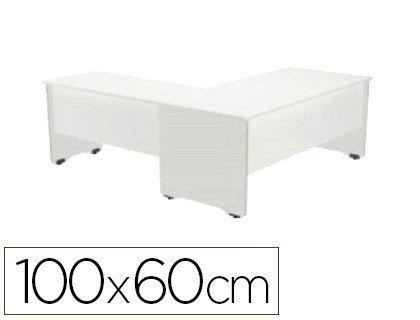 [2102AW04V24] ALA PARA MESA ROCADA SERIE WORK 100X60 CM DERECHA O IZQUIERDA ACABADO AW04 BLANCO/BLANCO