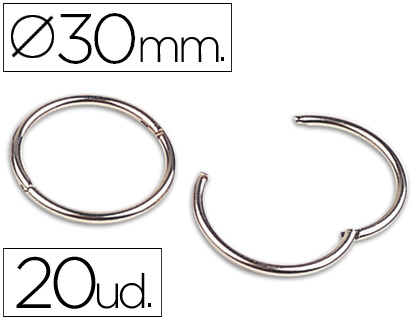 [AN02] ANILLA BISAGRA LIDERPAPEL NIQUELADA N.2 DIAMETRO 30 MM CAJA DE 20 UNIDADES