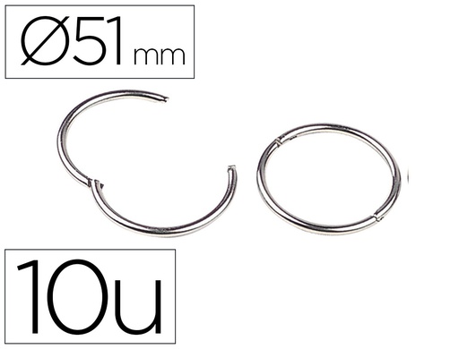 [AN05] ANILLA BISAGRA LIDERPAPEL NIQUELADA N.5 DIAMETRO 51 MM CAJA DE 10 UNIDADES