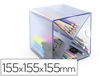 [N703 AZ TP] ARCHICUBO ARCHIVO 2000 ASPA ORGANIZADOR MODULAR PLASTICO AZUL TRANSPARENTE 150X150X155 MM INCLUYE 2 CLIPS DE SUJECION