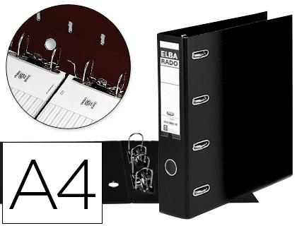 [100551851] ARCHIVADOR DE PALANCA ELBA CARTON FORRADO DIN A4 NEGRO LOMO DE 75 MM RADO CON DOBLE MECANISMO