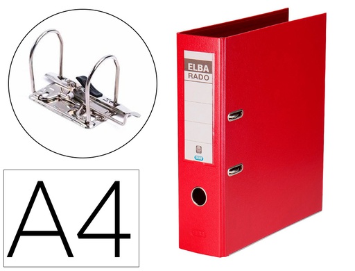 [100022630] ARCHIVADOR DE PALANCA ELBA CARTON FORRADO DIN A4 ROJO LOMO DE 80 MM RADO PLAST