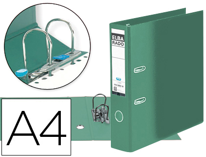 [100022628] ARCHIVADOR DE PALANCA ELBA CARTON FORRADO DIN A4 VERDE LOMO DE 80 MM RADO