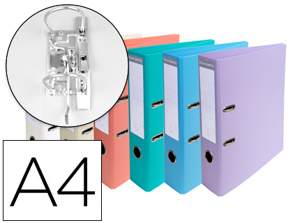 [53084E] ARCHIVADOR DE PALANCA EXACOMPTA CARTON FORRADO PVC DIN A4 COLORES PASTELES SURTIDOS LOMO 70 MM CON