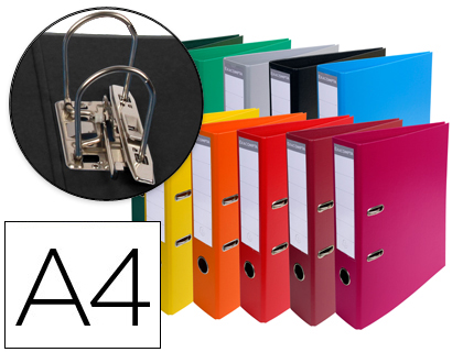 [53074E] ARCHIVADOR DE PALANCA EXACOMPTA CARTON FORRADO PVC DIN A4 COLORES SURTIDOS LOMO 70 MM CON COMPRESOR