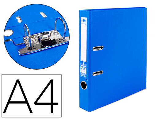 [AY04] ARCHIVADOR DE PALANCA LIDERPAPEL A4 DOCUMENTA FORRADO PVC CON RADO LOMO 52MM AZUL COMPRESOR METALICO