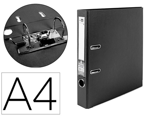 [AY06] ARCHIVADOR DE PALANCA LIDERPAPEL A4 DOCUMENTA FORRADO PVC CON RADO LOMO 52MM NEGRO COMPRESOR METALICO