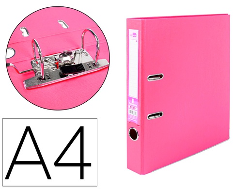 [AZ80] ARCHIVADOR DE PALANCA LIDERPAPEL A4 DOCUMENTA FORRADO PVC CON RADO LOMO 52 MM ROSA COMPRESOR METALICO