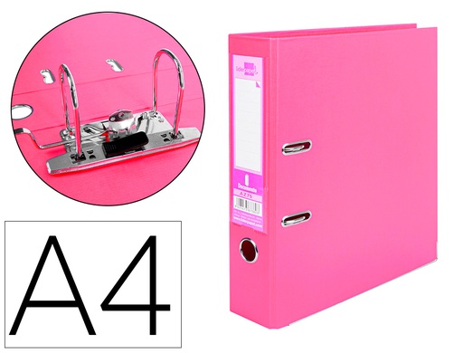 [AZ75] ARCHIVADOR DE PALANCA LIDERPAPEL A4 DOCUMENTA FORRADO PVC CON RADO LOMO 75 MM ROSA COMPRESOR METALICO