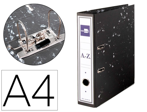 [AZ48] ARCHIVADOR DE PALANCA LIDERPAPEL CARTON FORRADO DIN A4 JASPEADO NEGRO SIN CAJA-CON RADO MECANISMO 75MM