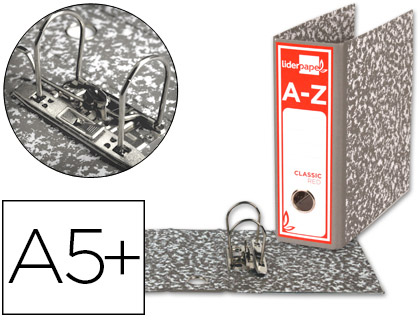 [AZ11] ARCHIVADOR DE PALANCA LIDERPAPEL CUARTO CLASSIC RED CARTON ENTRECOLADO SIN RADO LOMO 80MM GRIS COMPRESOR METALIC