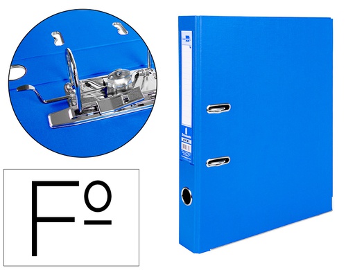 [AY31] ARCHIVADOR DE PALANCA LIDERPAPEL FOLIO DOCUMENTA FORRADO PVC CON RADO LOMO 52 MM AZUL COMPRESOR METALICO