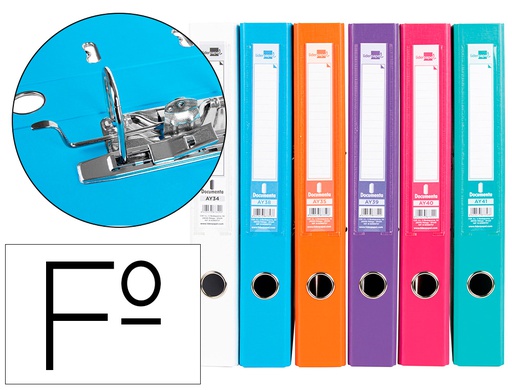 [AY43] ARCHIVADOR DE PALANCA LIDERPAPEL FOLIO DOCUMENTA FORRADO PVC CON RADO LOMO 52 MM COLORES SURTIDOS TRENDING