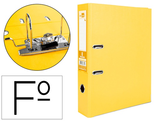 [AZ29] ARCHIVADOR DE PALANCA LIDERPAPEL FOLIO DOCUMENTA FORRADO PVC CON RADO LOMO 75MM AMARILLO COMPRESOR METALICO
