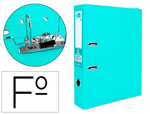 [AY28] ARCHIVADOR DE PALANCA LIDERPAPEL FOLIO DOCUMENTA FORRADO PVC CON RADO LOMO 75 MM VERDE CLARO COMPRESOR