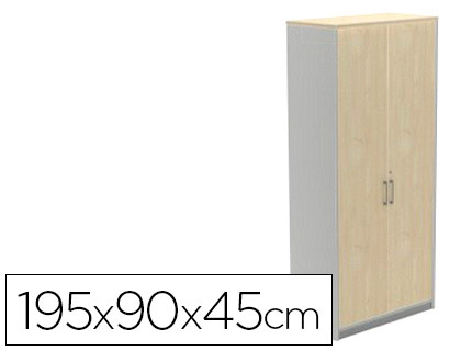 [1104AN04V24] ARMARIO ROCADA CON CUATRO ESTANTES Y DOS PUERTAS SERIE STORE 195X90X45 CM ACABADO AN04 GRIS/BLANCO