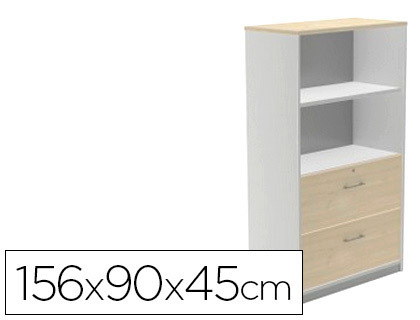 [1056AN04V24] ARMARIO ROCADA CON DOS ESTANTES Y DOS CAJONES INFERIORES SERIE STORE 156X90X45 CM ACABADO AN04