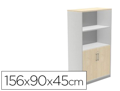[1057AN02V24] ARMARIO ROCADA CON DOS ESTANTES Y DOS PUERTAS INFERIORES SERIE STORE 156X90X45 CM ACABADO AN02