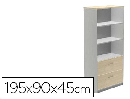 [1102AN02V24] ARMARIO ROCADA CON TRES ESTANTES Y DOS CAJONES IFERIORES SERIE STORE 195X90X45 CM ACABADO AN02