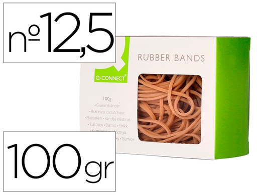 [KF10596] BANDAS ELASTICAS Q-CONNECT 100 GR 125 X 9 MM NUMERO 12,5