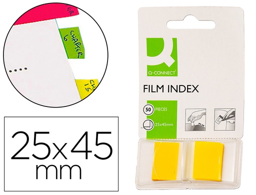 [KF03634] BANDERITAS SEPARADORAS Q-CONNECT AMARILLAS DISPENSADOR DE 50 UNIDADES