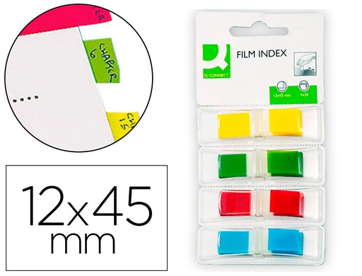 [KF03631] BANDERITAS SEPARADORAS Q-CONNECT DISPENSADOR 4 COLORES 35 HOJAS POR COLOR