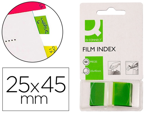 [KF03635] BANDERITAS SEPARADORAS Q-CONNECT VERDES DISPENSADOR DE 50 UNIDADES