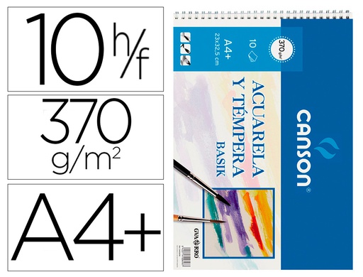 [C200400698] BLOC DIBUJO ACUARELA DIN A4 ESPIRAL 23X32.5 CM 10 HOJAS DE 370 GR/M2