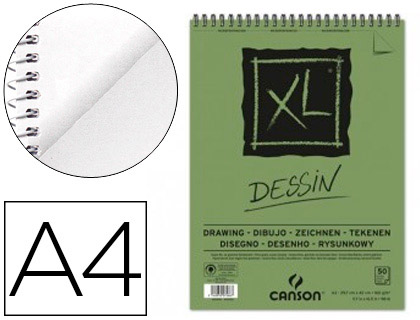 [C400039088] BLOC DIBUJO CANSON XL DESSIN DIN A4 LISO MICROPERFORADO ESPIRAL 21X29,7 CM 50 HOJAS 160 GR/M2