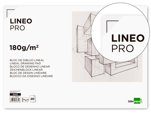 [DA15] BLOC DIBUJO LIDERPAPEL LINEAL ESPIRAL 460X325 MM 20 HOJAS 180 GR/M2 CON RECUADRO PERFORADO