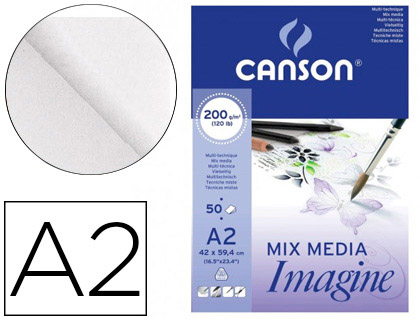[C200006003] BLOC DIBUJO MULTITECNICAS CANSON IMAGINE DIN A2 ENCOLADO LISO 42X59,4 CM 50 HOJAS 200 GR/M2