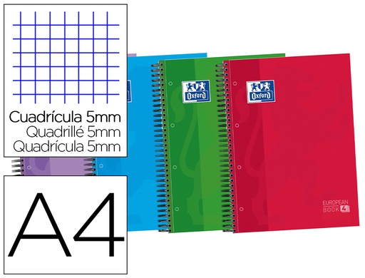 [400027275] BLOC ESPIRAL OXFORD TAPA EXTRADURA OPTIK PAPER MICROPERDIN A4 120 H 50% HOJAS GRATIS CUADROS 5 MM CON 3 SEPARADORES