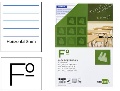 [EM02] BLOC EXAMENES LIDERPAPEL HORIZONTAL FOLIO 40 HOJAS 60G/M2