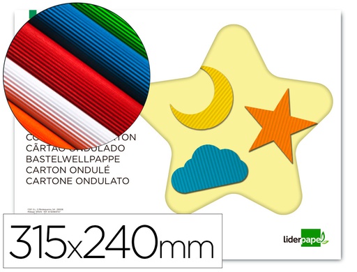 [TM03] BLOC TRABAJOS MANUALES LIDERPAPEL CARTON ONDULADO 240X315MM 10 HOJAS COLORES SURTIDOS