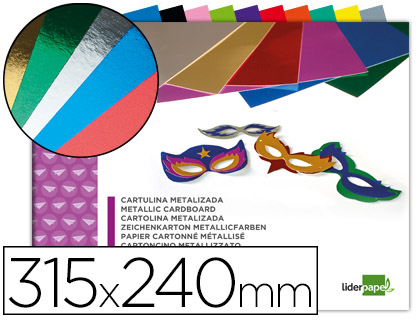 [TM10] BLOC TRABAJOS MANUALES LIDERPAPEL CARTULINA METALIZADA 240X315MM 10 HOJAS COLORES SURTIDOS