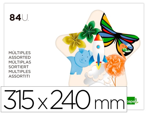 [TM01] BLOC TRABAJOS MANUALES LIDERPAPEL MULTIPLE 240X315MM 84 HOJAS COLORES SURTIDOS