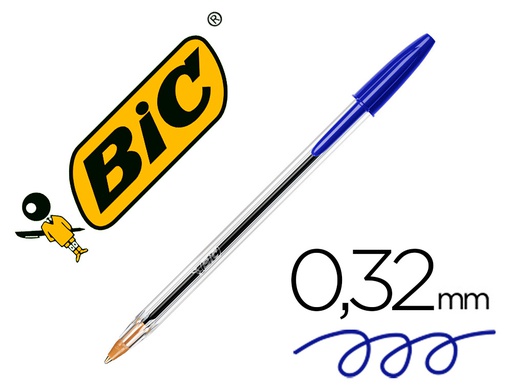 [802052] BOLIGRAFO BIC CRISTAL ORIGINAL TINTA AZUL BOLSA DE 5 UNIDADES