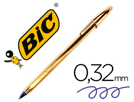 [9213401] BOLIGRAFO BIC CRISTAL CELEBRATION ORO TINTA AZUL UNIDAD